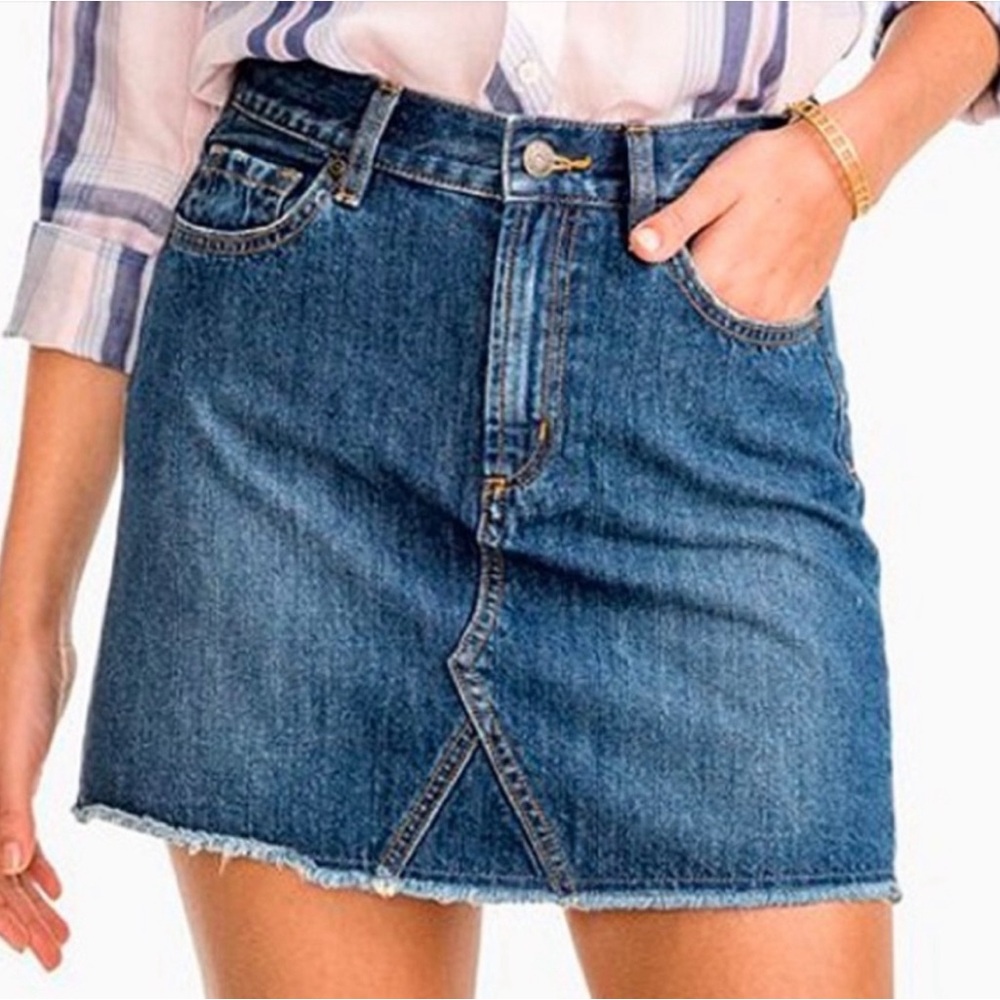 SOUTHERN TIDE NEW $88 Frayed Hem Mini Denim Skirt Medium